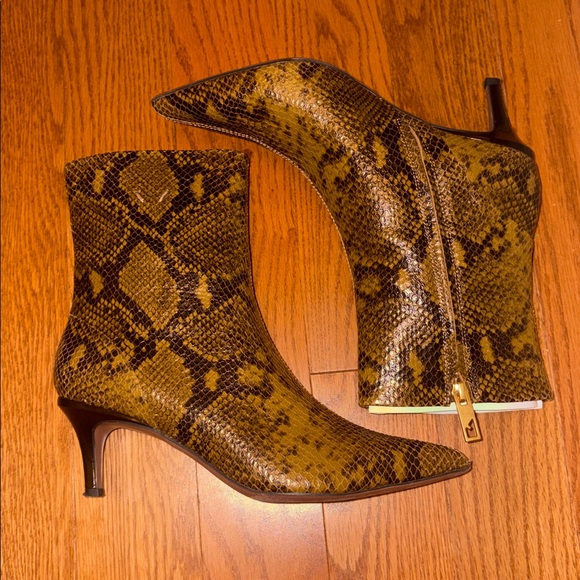 Franco Sarto Anna Pointed Toe Snakeskin Bootie - Picture 4 of 11